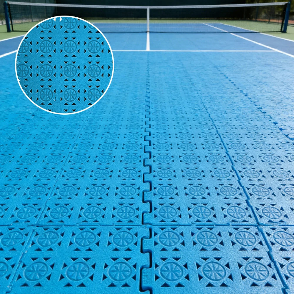 DUNK MASTER Interlocking Sports Floor Tiles - Anti-Slip Shock Absorbing Modular Court Flooring 10/20/30  Square Meters Basketball Court Outdoor Use - Blue