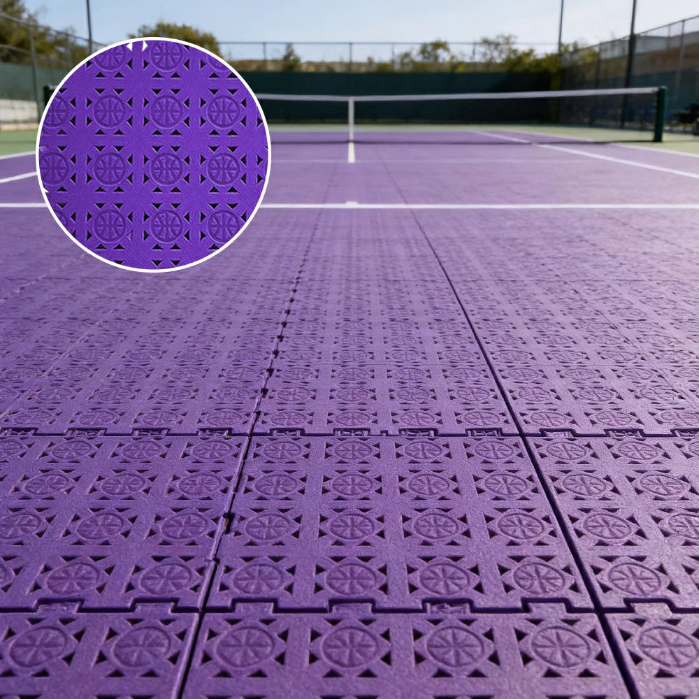 DUNK MASTER Interlocking Sports Floor Tiles - Anti-Slip Shock Absorbing Modular Court Flooring 10/20/30  Square Meters Basketball Court Outdoor Use - Purple