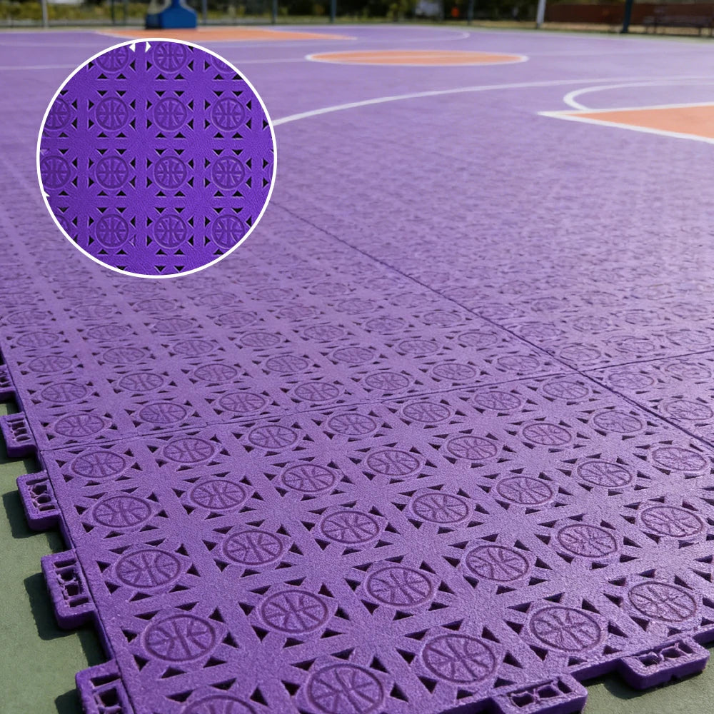 DUNK MASTER Interlocking Sports Floor Tiles - Anti-Slip Shock Absorbing Modular Court Flooring 10/20/30  Square Meters Basketball Court Outdoor Use - Purple