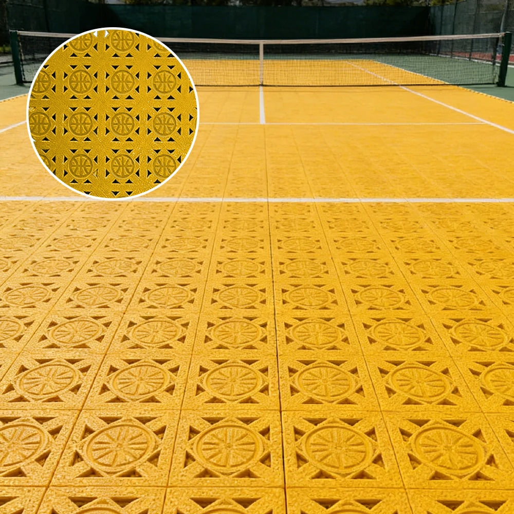 DUNK MASTER Interlocking Sports Floor Tiles - Anti-Slip Shock Absorbing Modular Court Flooring 10/20/30  Square Meters Basketball Court Outdoor Use - Yellow
