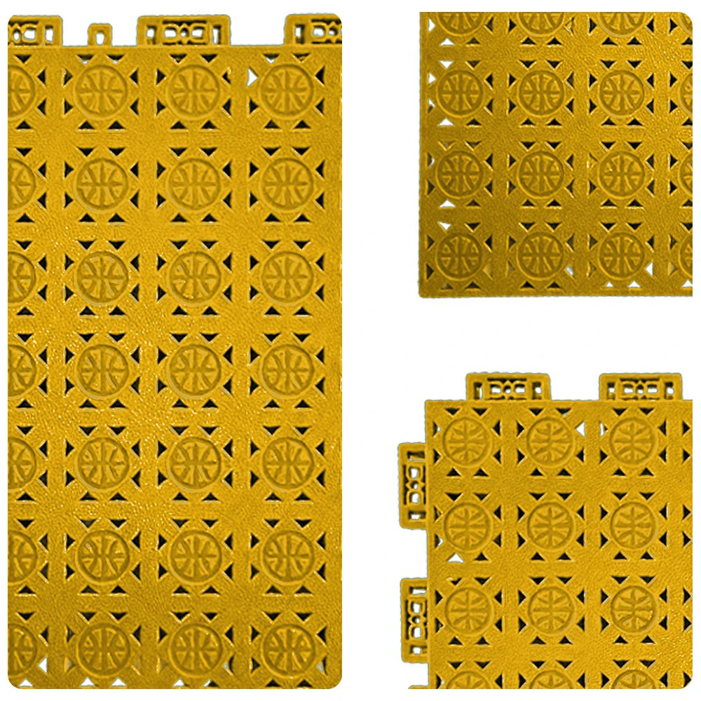 DUNK MASTER Interlocking Sports Floor Tiles - Anti-Slip Shock Absorbing Modular Court Flooring 10/20/30  Square Meters Basketball Court Outdoor Use - Yellow