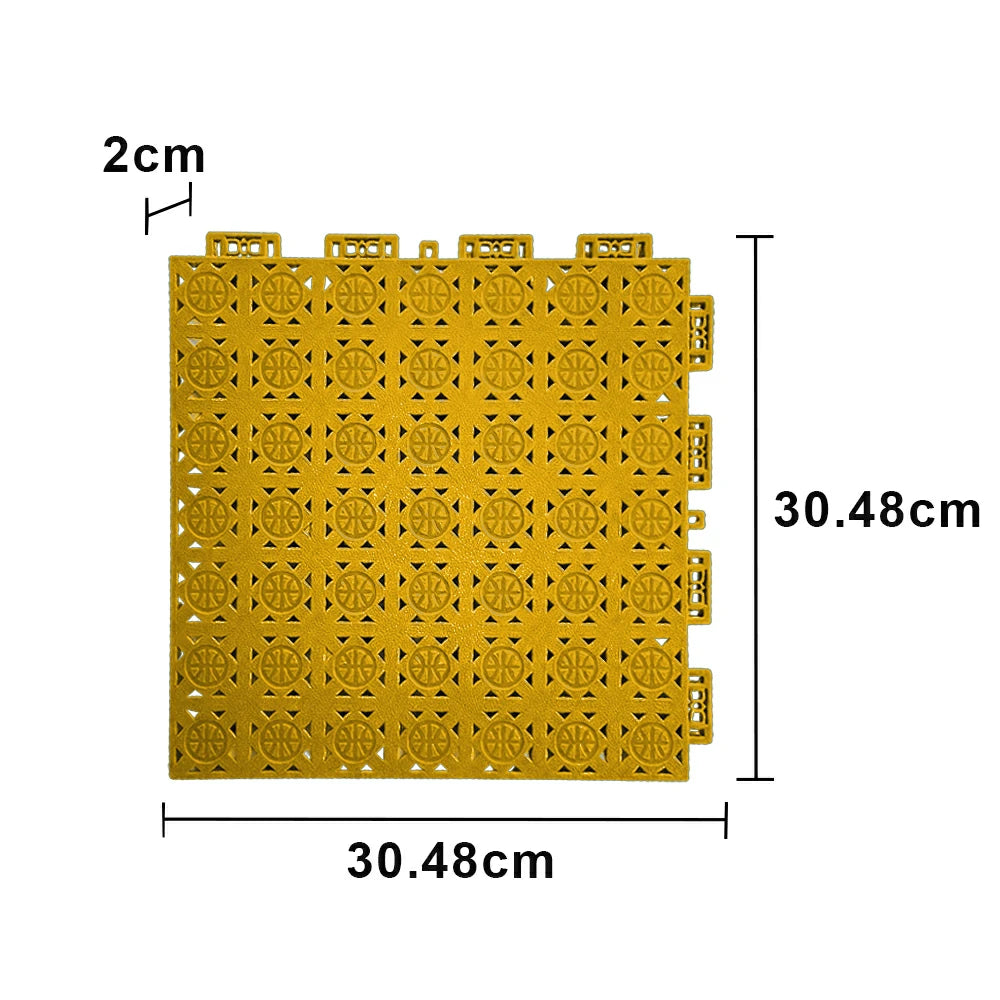 DUNK MASTER Interlocking Sports Floor Tiles - Anti-Slip Shock Absorbing Modular Court Flooring 10/20/30  Square Meters Basketball Court Outdoor Use - Yellow