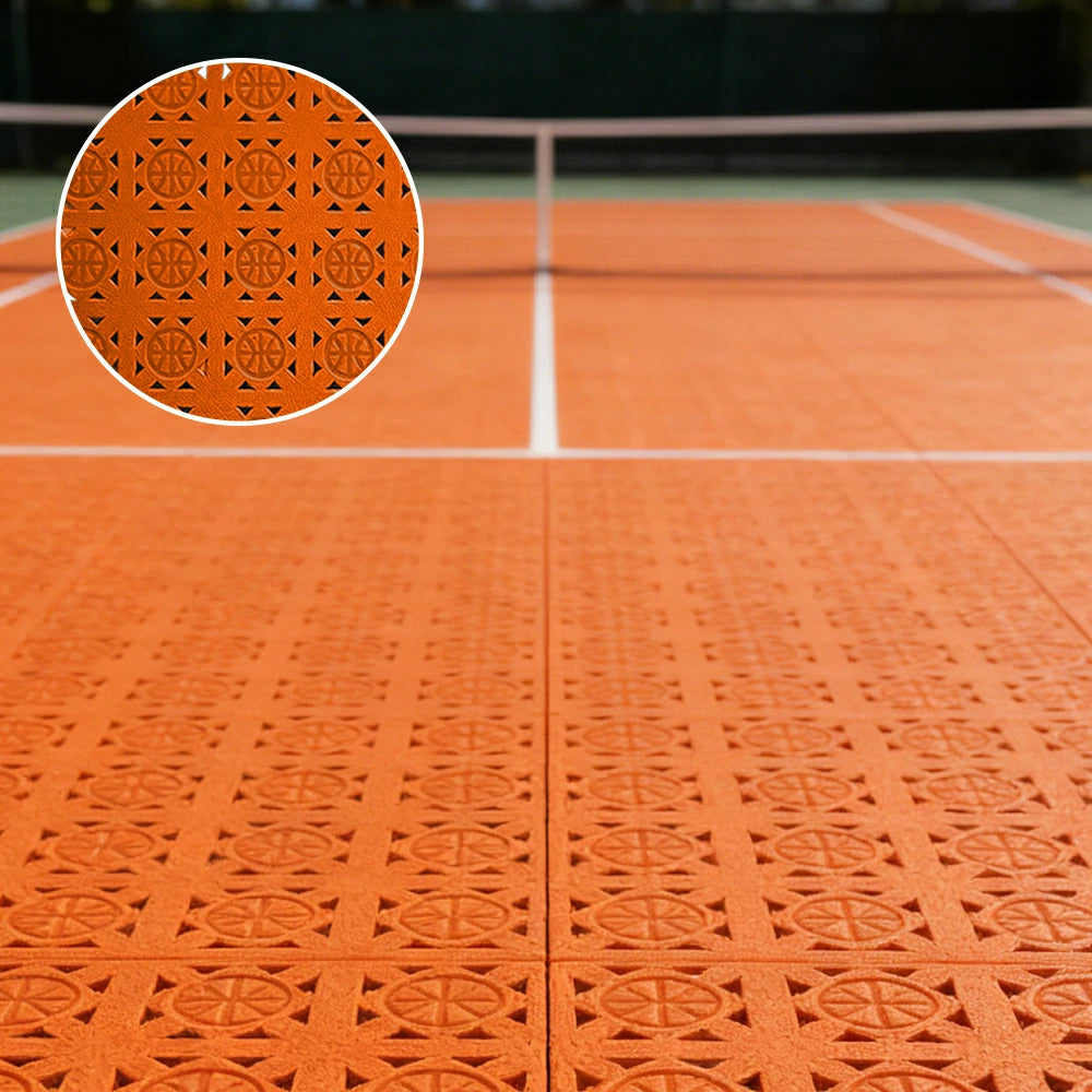 DUNK MASTER Interlocking Sports Floor Tiles - Anti-Slip Shock Absorbing Modular Court Flooring 10/20/30  Square Meters Basketball Court Outdoor Use - Orange