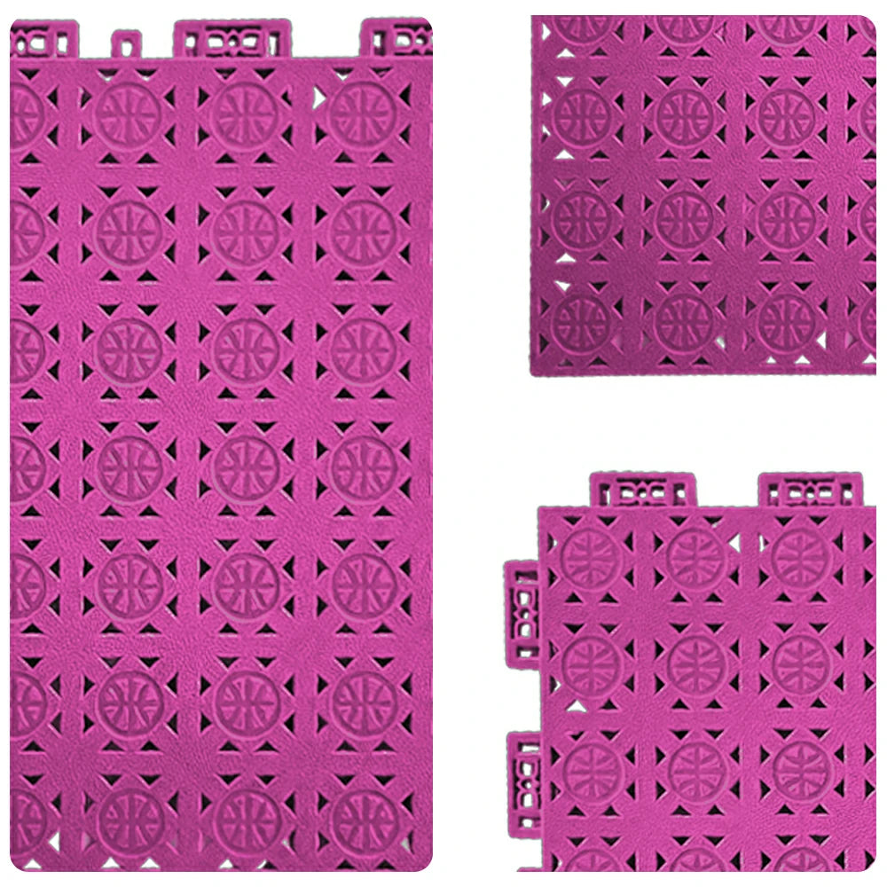 DUNK MASTER Interlocking Sports Floor Tiles - Anti-Slip Shock Absorbing Modular Court Flooring 10/20/30  Square Meters Basketball Court Outdoor Use - Pink