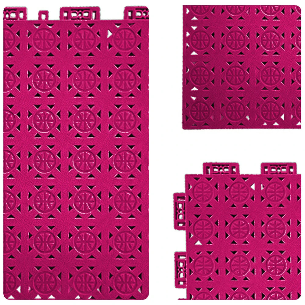 DUNK MASTER Interlocking Sports Floor Tiles - Anti-Slip Shock Absorbing Modular Court Flooring 10/20/30  Square Meters Basketball Court Outdoor Use - Rose Red