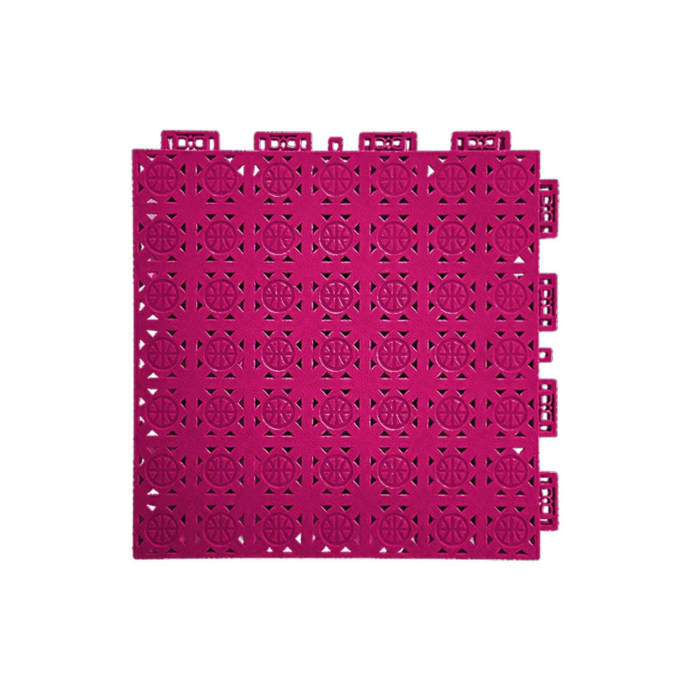 DUNK MASTER Interlocking Sports Floor Tiles - Anti-Slip Shock Absorbing Modular Court Flooring 10/20/30  Square Meters Basketball Court Outdoor Use - Rose Red