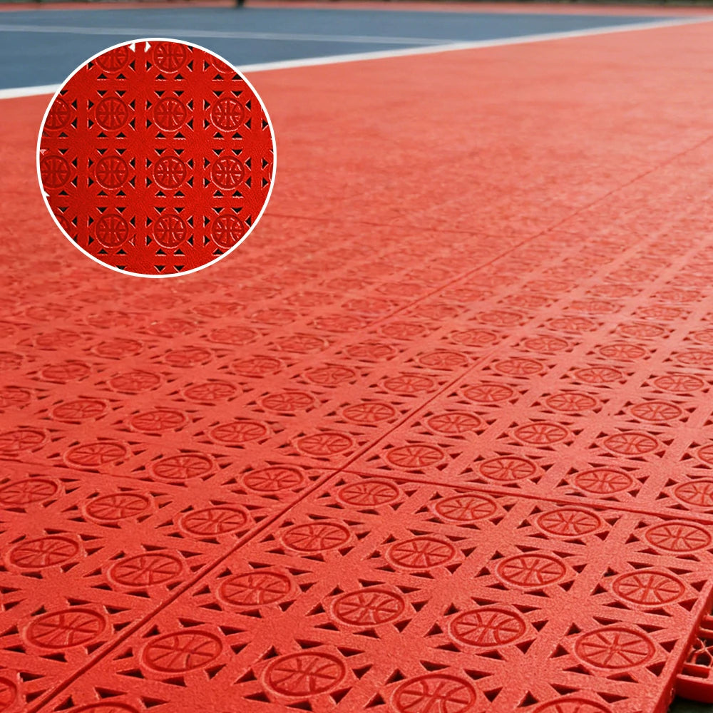 DUNK MASTER Interlocking Sports Floor Tiles - Anti-Slip Shock Absorbing Modular Court Flooring 10/20/30  Square Meters Basketball Court Outdoor Use - Pink