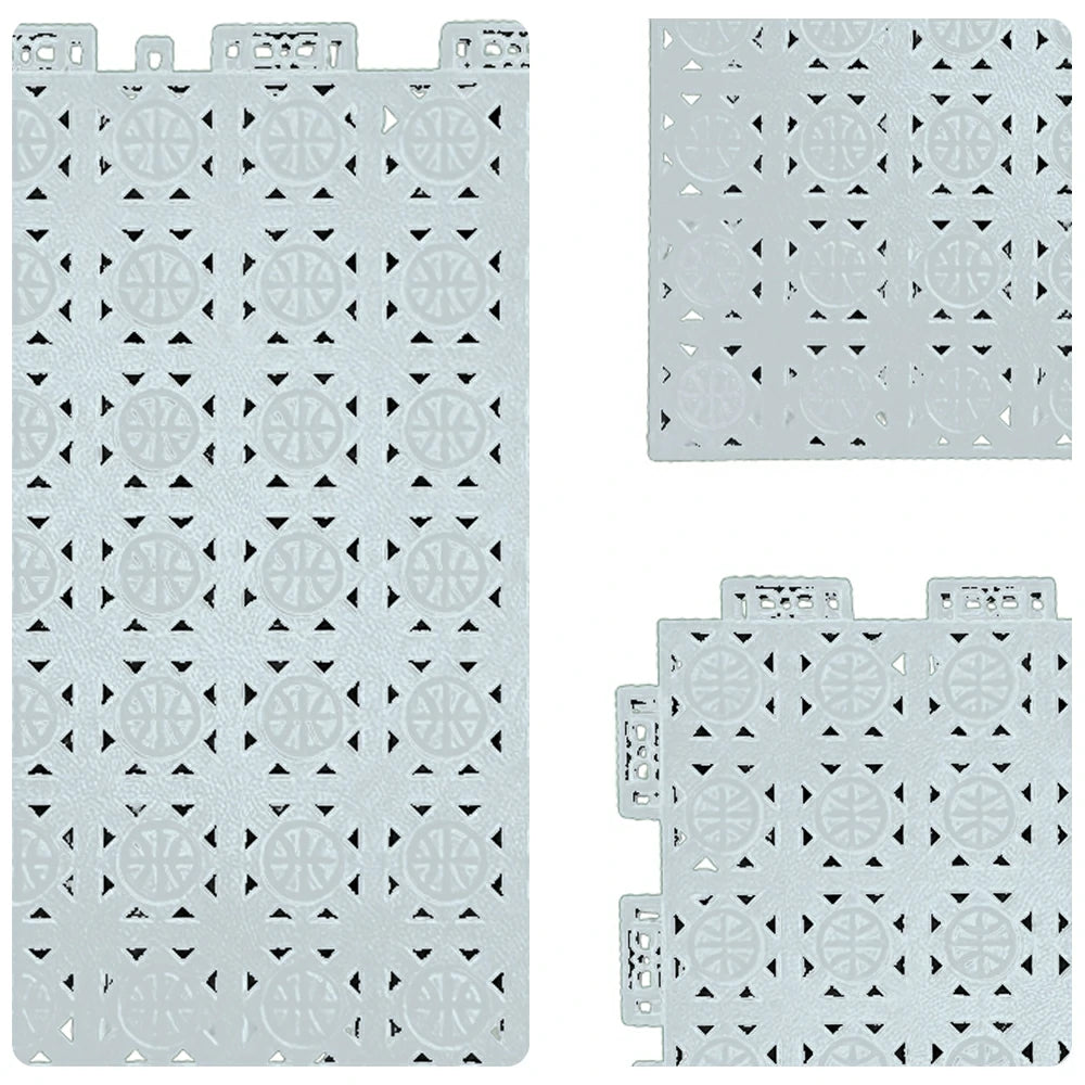 DUNK MASTER Interlocking Sports Floor Tiles - Anti-Slip Shock Absorbing Modular Court Flooring 10/20/30  Square Meters Basketball Court Outdoor Use - White