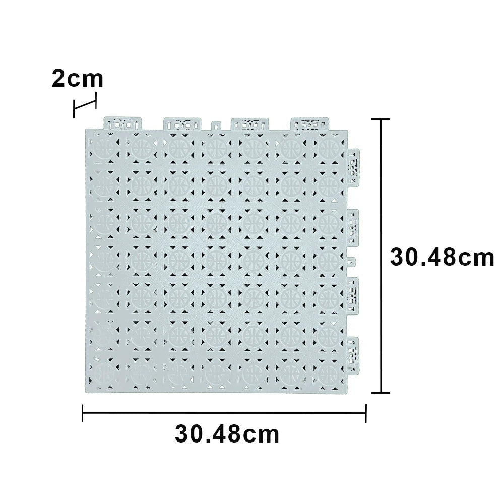DUNK MASTER Interlocking Sports Floor Tiles - Anti-Slip Shock Absorbing Modular Court Flooring 10/20/30  Square Meters Basketball Court Outdoor Use - White