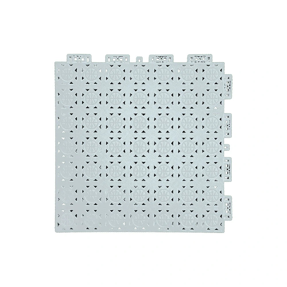 DUNK MASTER Interlocking Sports Floor Tiles - Anti-Slip Shock Absorbing Modular Court Flooring 10/20/30  Square Meters Basketball Court Outdoor Use - White