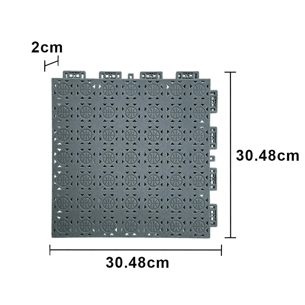 DUNK MASTER Interlocking Sports Floor Tiles - Anti-Slip Shock Absorbing Modular Court Flooring 10/20/30  Square Meters Basketball Court Outdoor Use - Light Grey