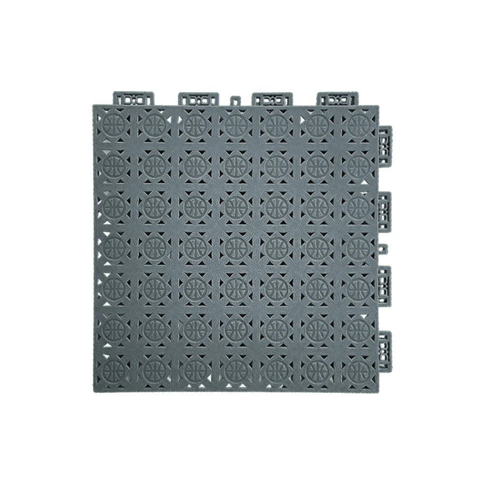 DUNK MASTER Interlocking Sports Floor Tiles - Anti-Slip Shock Absorbing Modular Court Flooring 10/20/30  Square Meters Basketball Court Outdoor Use - Light Grey