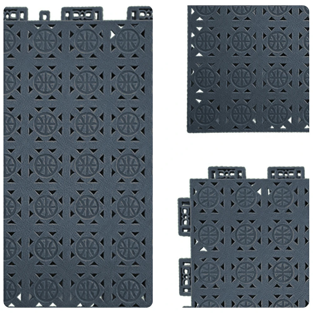 DUNK MASTER Interlocking Sports Floor Tiles - Anti-Slip Shock Absorbing Modular Court Flooring 10/20/30  Square Meters Basketball Court Outdoor Use - Drak Grey