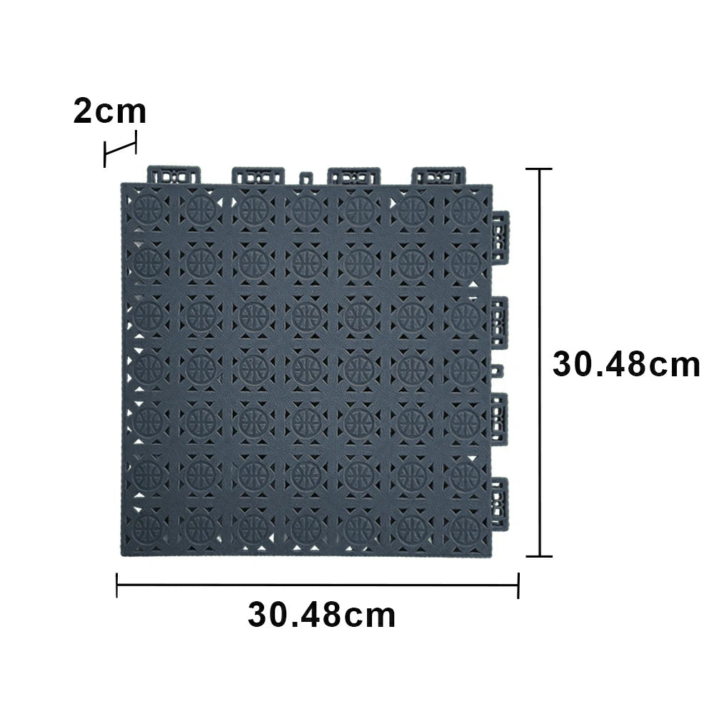 DUNK MASTER Interlocking Sports Floor Tiles - Anti-Slip Shock Absorbing Modular Court Flooring 10/20/30  Square Meters Basketball Court Outdoor Use - Drak Grey