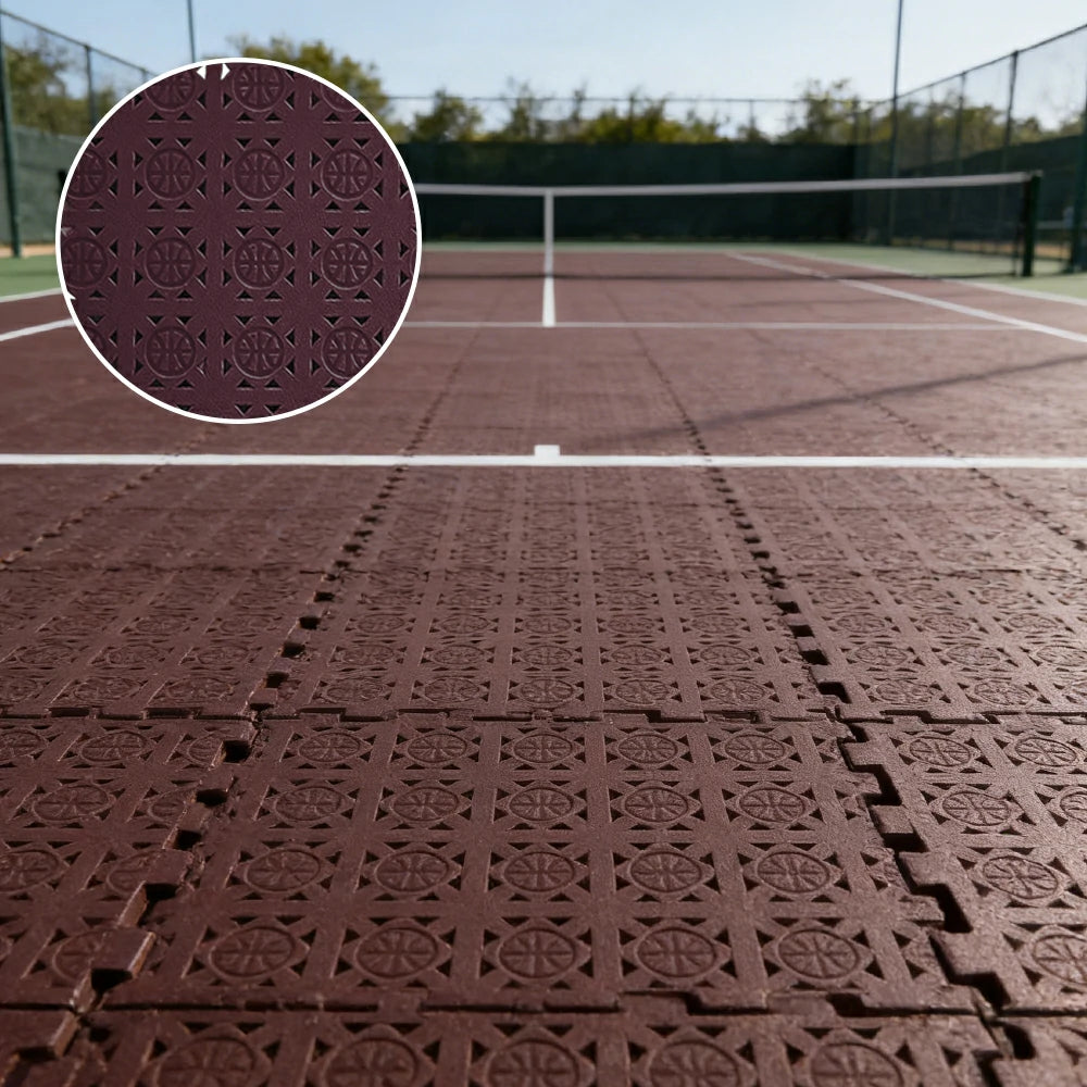 DUNK MASTER Interlocking Sports Floor Tiles - Anti-Slip Shock Absorbing Modular Court Flooring 10/20/30  Square Meters Basketball Court Outdoor Use - Coffee