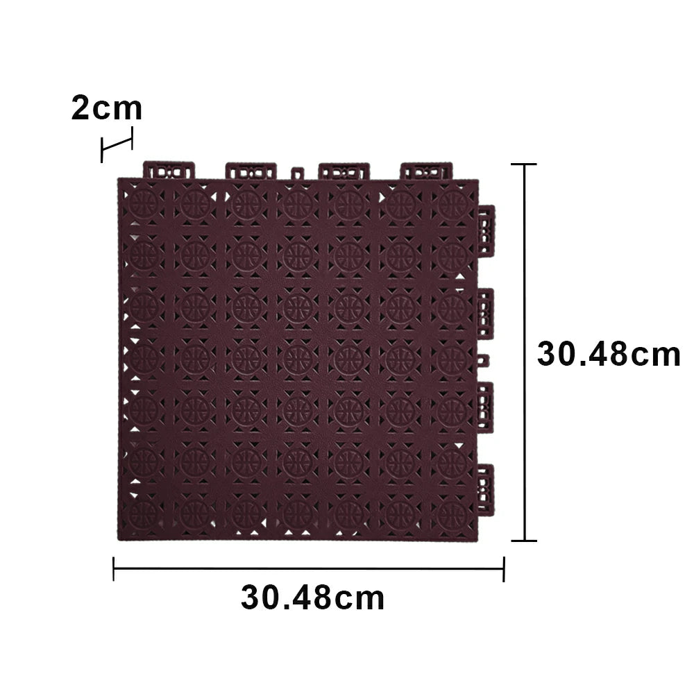 DUNK MASTER Interlocking Sports Floor Tiles - Anti-Slip Shock Absorbing Modular Court Flooring 10/20/30  Square Meters Basketball Court Outdoor Use - Coffee