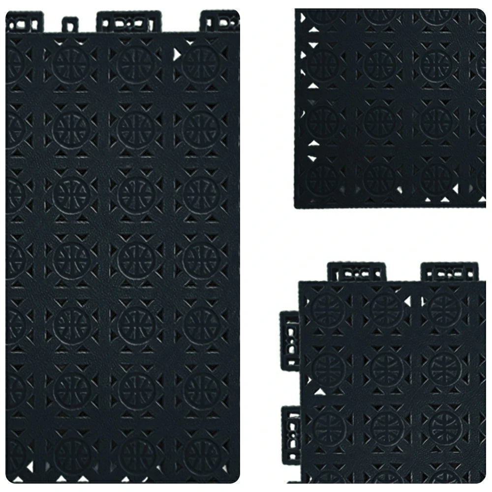 DUNK MASTER Interlocking Sports Floor Tiles - Anti-Slip Shock Absorbing Modular Court Flooring 10/20/30  Square Meters Basketball Court Outdoor Use - Black