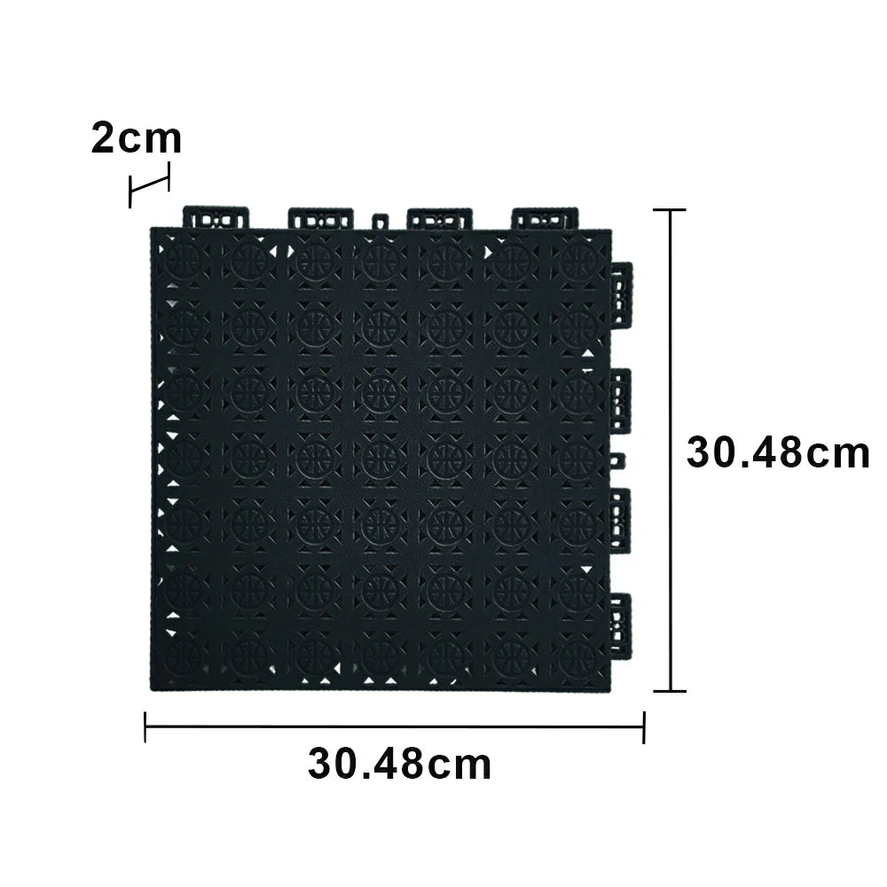DUNK MASTER Interlocking Sports Floor Tiles - Anti-Slip Shock Absorbing Modular Court Flooring 10/20/30  Square Meters Basketball Court Outdoor Use - Black
