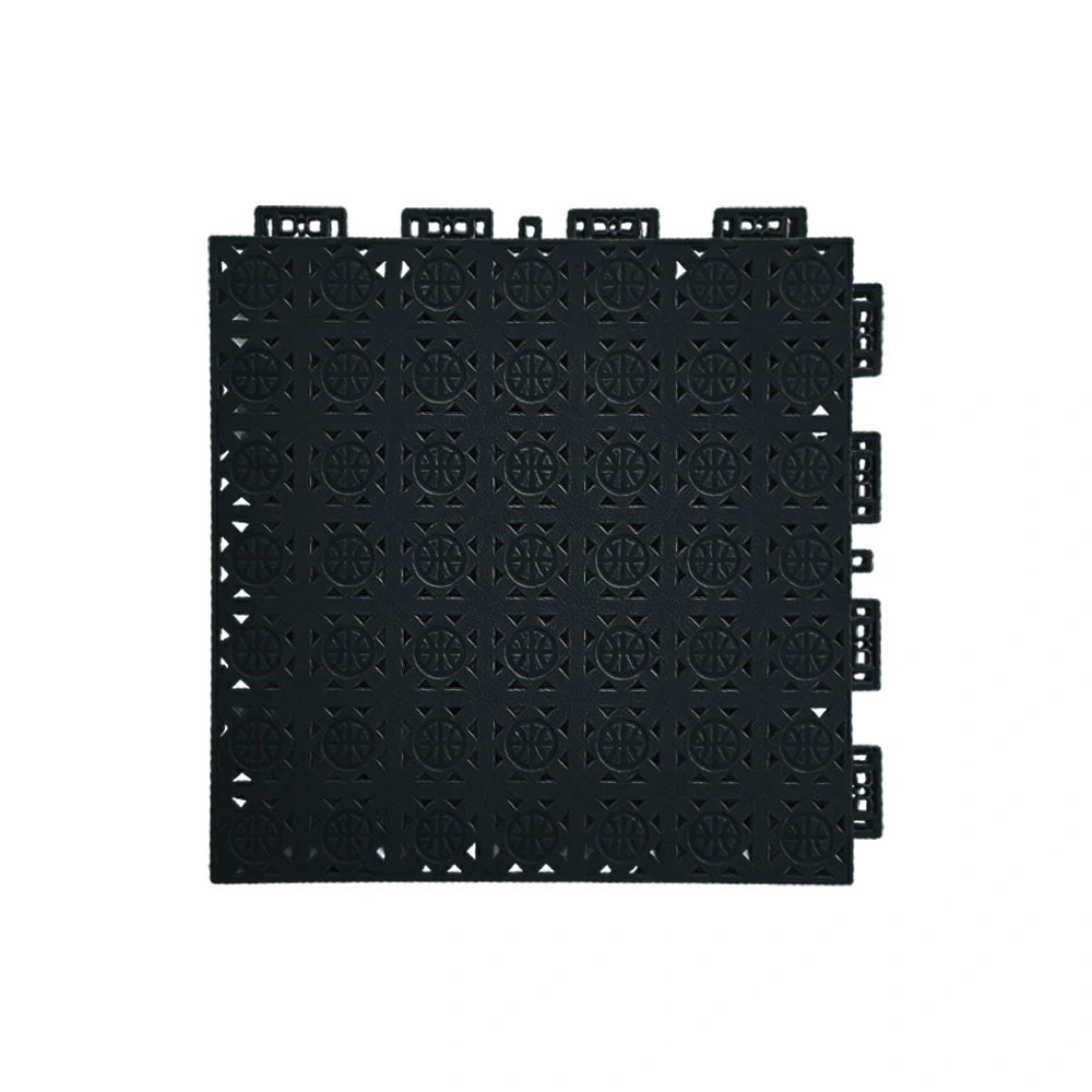DUNK MASTER Interlocking Sports Floor Tiles - Anti-Slip Shock Absorbing Modular Court Flooring 10/20/30  Square Meters Basketball Court Outdoor Use - Black