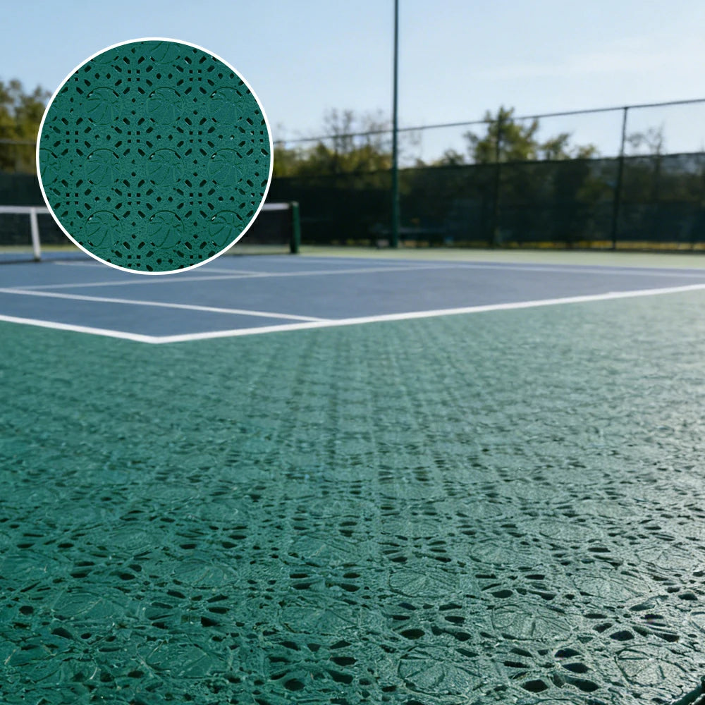 DUNK MASTER Interlocking Sports Floor Tiles - Anti-Slip Shock Absorbing Modular Court Flooring 10/20/30  Square Meters Basketball Court Outdoor Use - Dark Green