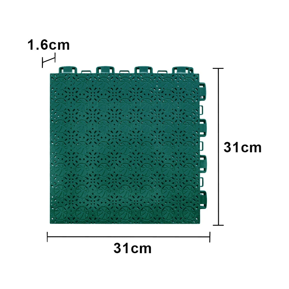 DUNK MASTER Interlocking Sports Floor Tiles - Anti-Slip Shock Absorbing Modular Court Flooring 10/20/30  Square Meters Basketball Court Outdoor Use - Dark Green