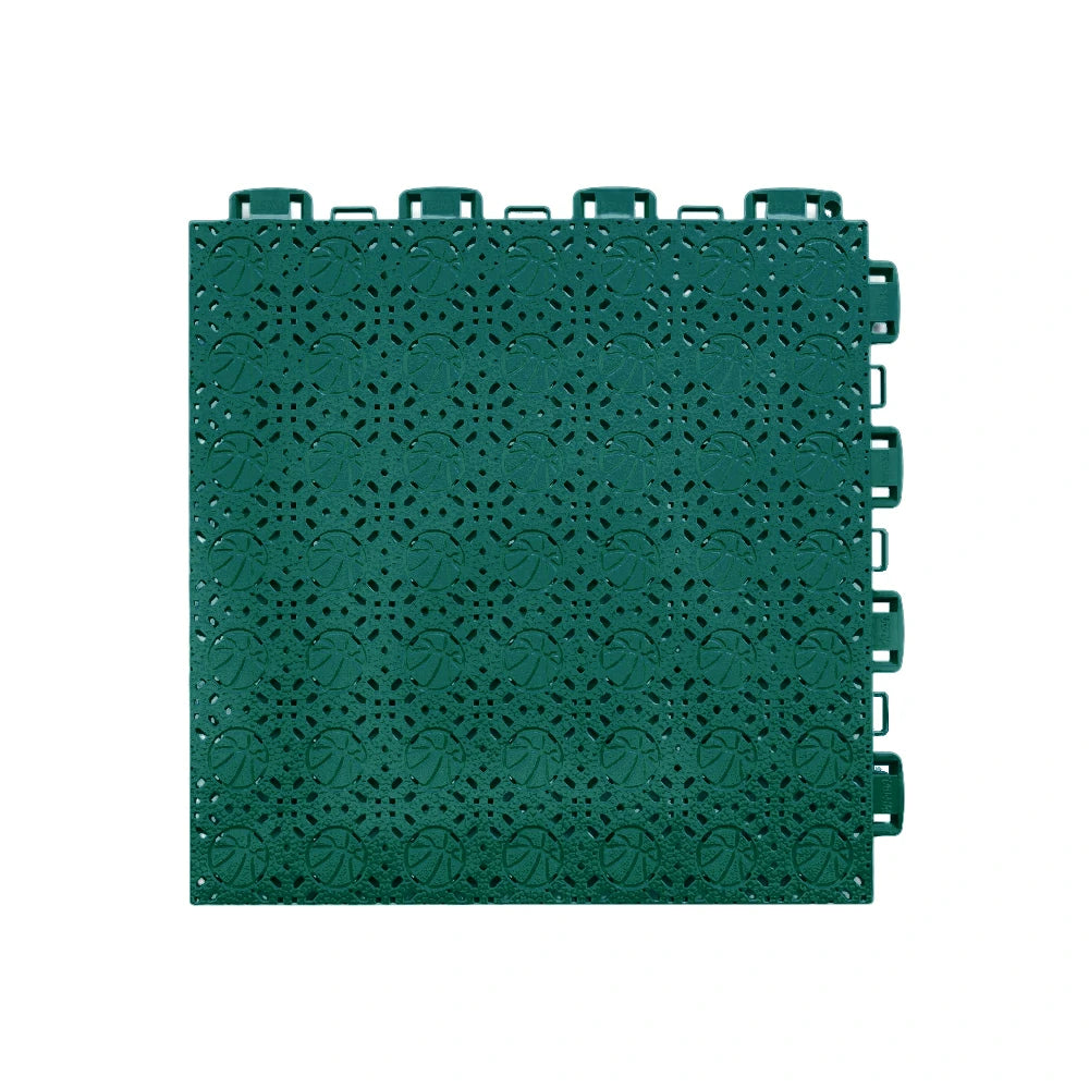 DUNK MASTER Interlocking Sports Floor Tiles - Anti-Slip Shock Absorbing Modular Court Flooring 10/20/30  Square Meters Basketball Court Outdoor Use - Dark Green