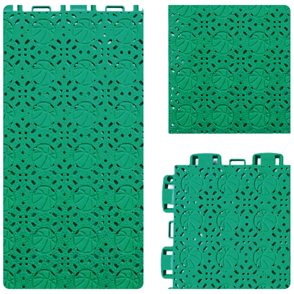 DUNK MASTER Interlocking Sports Floor Tiles - Anti-Slip Shock Absorbing Modular Court Flooring 10/20/30  Square Meters Basketball Court Outdoor Use - Grass Green