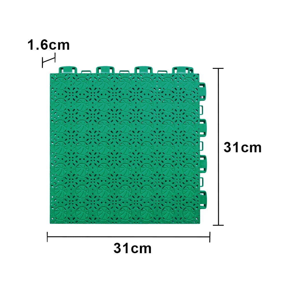 DUNK MASTER Interlocking Sports Floor Tiles - Anti-Slip Shock Absorbing Modular Court Flooring 10/20/30  Square Meters Basketball Court Outdoor Use - Grass Green
