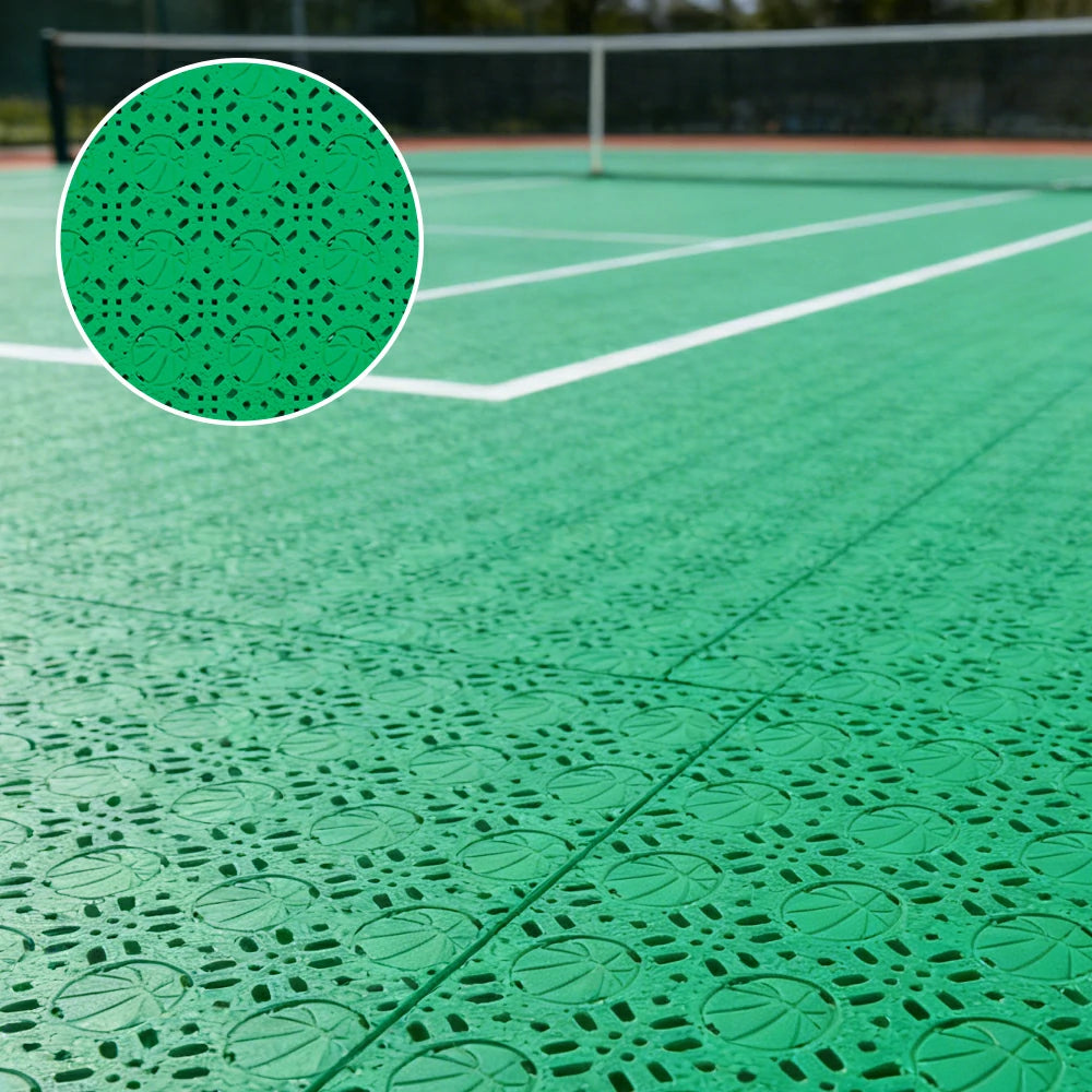 DUNK MASTER Interlocking Sports Floor Tiles - Anti-Slip Shock Absorbing Modular Court Flooring 10/20/30  Square Meters Basketball Court Outdoor Use - Emerald Green
