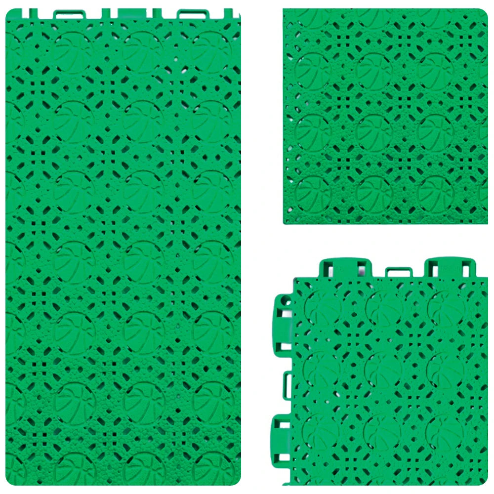 DUNK MASTER Interlocking Sports Floor Tiles - Anti-Slip Shock Absorbing Modular Court Flooring 10/20/30  Square Meters Basketball Court Outdoor Use - Emerald Green