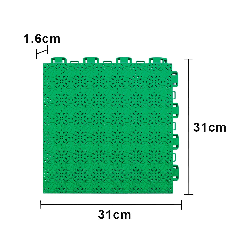 DUNK MASTER Interlocking Sports Floor Tiles - Anti-Slip Shock Absorbing Modular Court Flooring 10/20/30  Square Meters Basketball Court Outdoor Use - Emerald Green