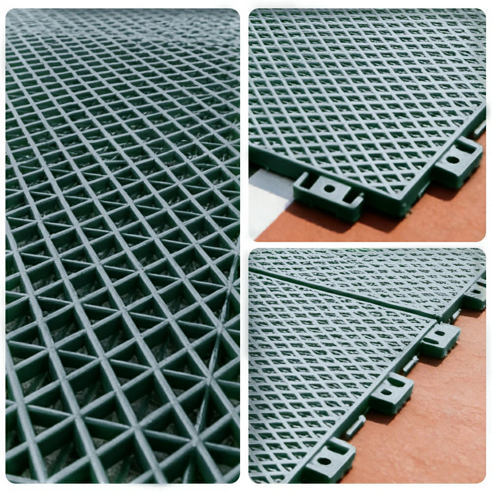 DUNK MASTER Interlocking Sports Floor Tiles - Double Layer Anti-Slip Basketball Court Flooring Modular Tiles 10/20/30 Square Meters - Light Grey