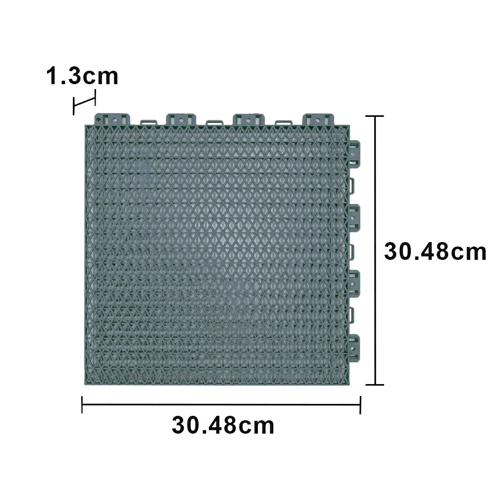 DUNK MASTER Interlocking Sports Floor Tiles - Double Layer Anti-Slip Basketball Court Flooring Modular Tiles 10/20/30 Square Meters - Light Grey