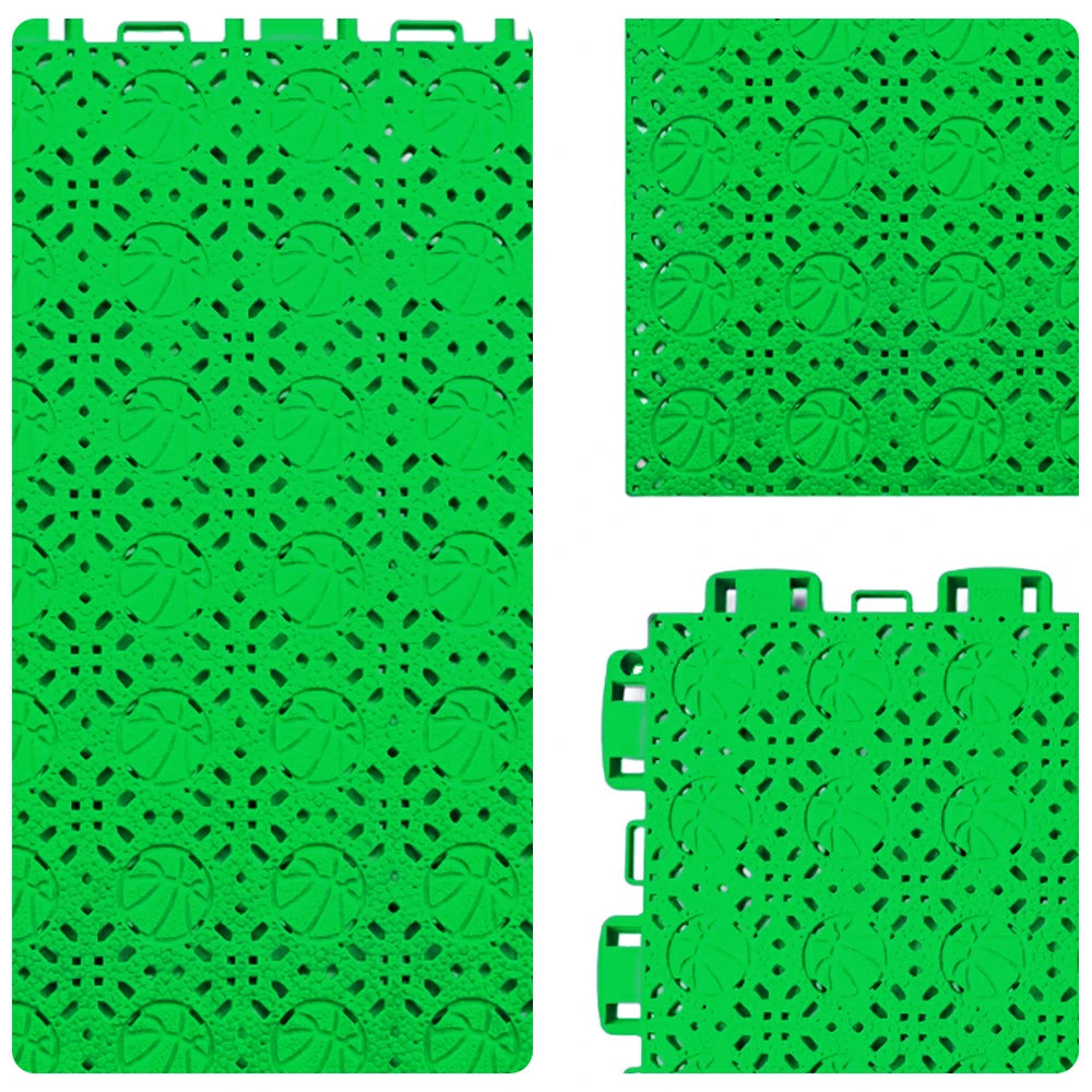 DUNK MASTER Interlocking Sports Floor Tiles - Anti-Slip Shock Absorbing Modular Court Flooring 10/20/30  Square Meters Basketball Court Outdoor Use - Apple Green