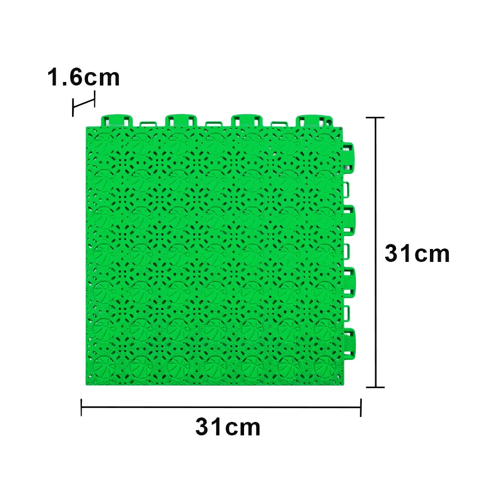 DUNK MASTER Interlocking Sports Floor Tiles - Anti-Slip Shock Absorbing Modular Court Flooring 10/20/30  Square Meters Basketball Court Outdoor Use - Apple Green