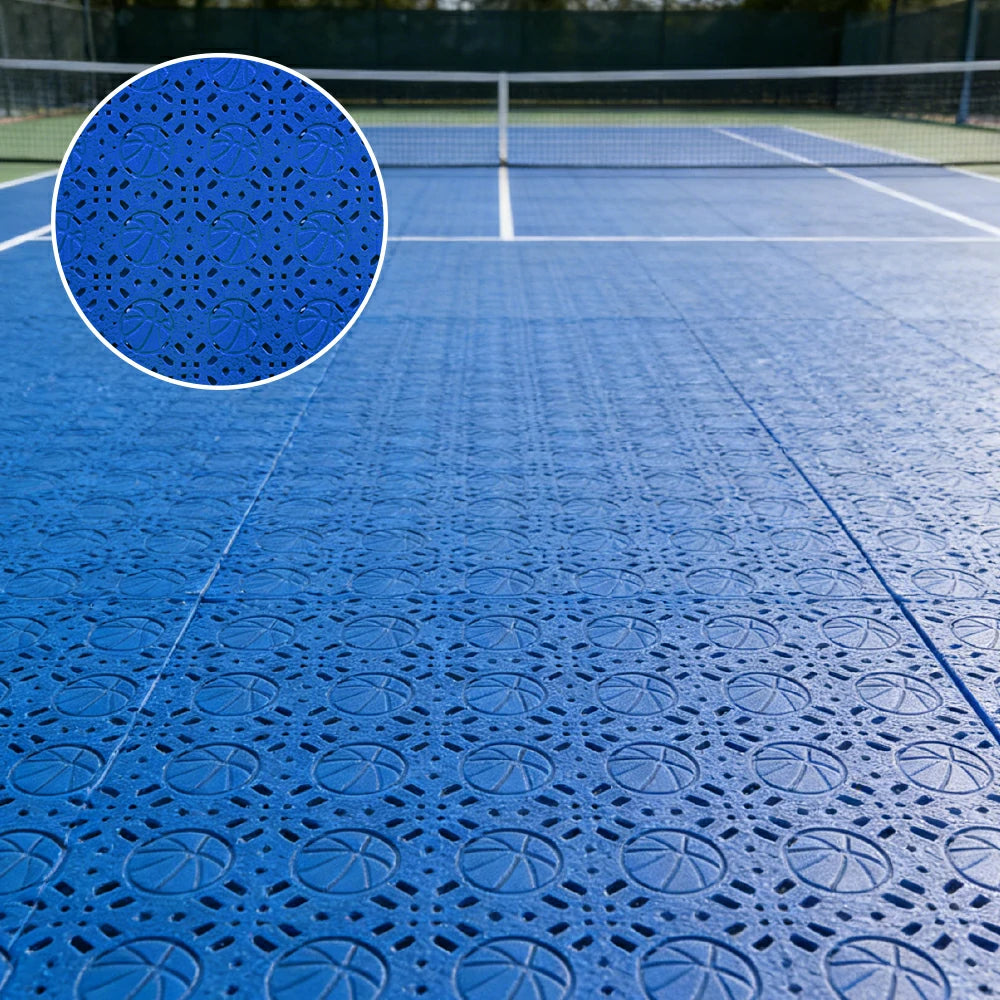 DUNK MASTER Interlocking Sports Floor Tiles - Anti-Slip Shock Absorbing Modular Court Flooring 10/20/30  Square Meters Basketball Court Outdoor Use - Royal Blue