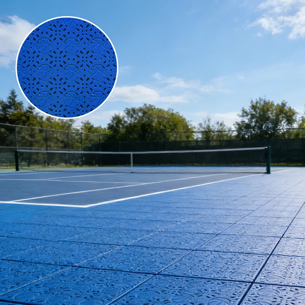 DUNK MASTER Interlocking Sports Floor Tiles - Anti-Slip Shock Absorbing Modular Court Flooring 10/20/30  Square Meters Basketball Court Outdoor Use - Royal Blue