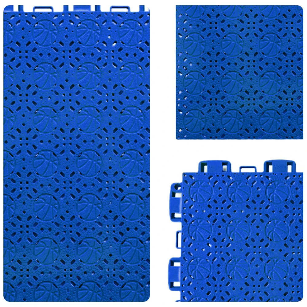 DUNK MASTER Interlocking Sports Floor Tiles - Anti-Slip Shock Absorbing Modular Court Flooring 10/20/30  Square Meters Basketball Court Outdoor Use - Royal Blue