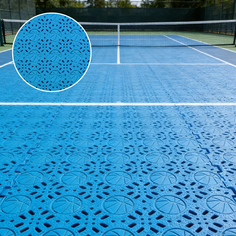 DUNK MASTER Interlocking Sports Floor Tiles - Anti-Slip Shock Absorbing Modular Court Flooring 10/20/30  Square Meters Basketball Court Outdoor Use - Blue