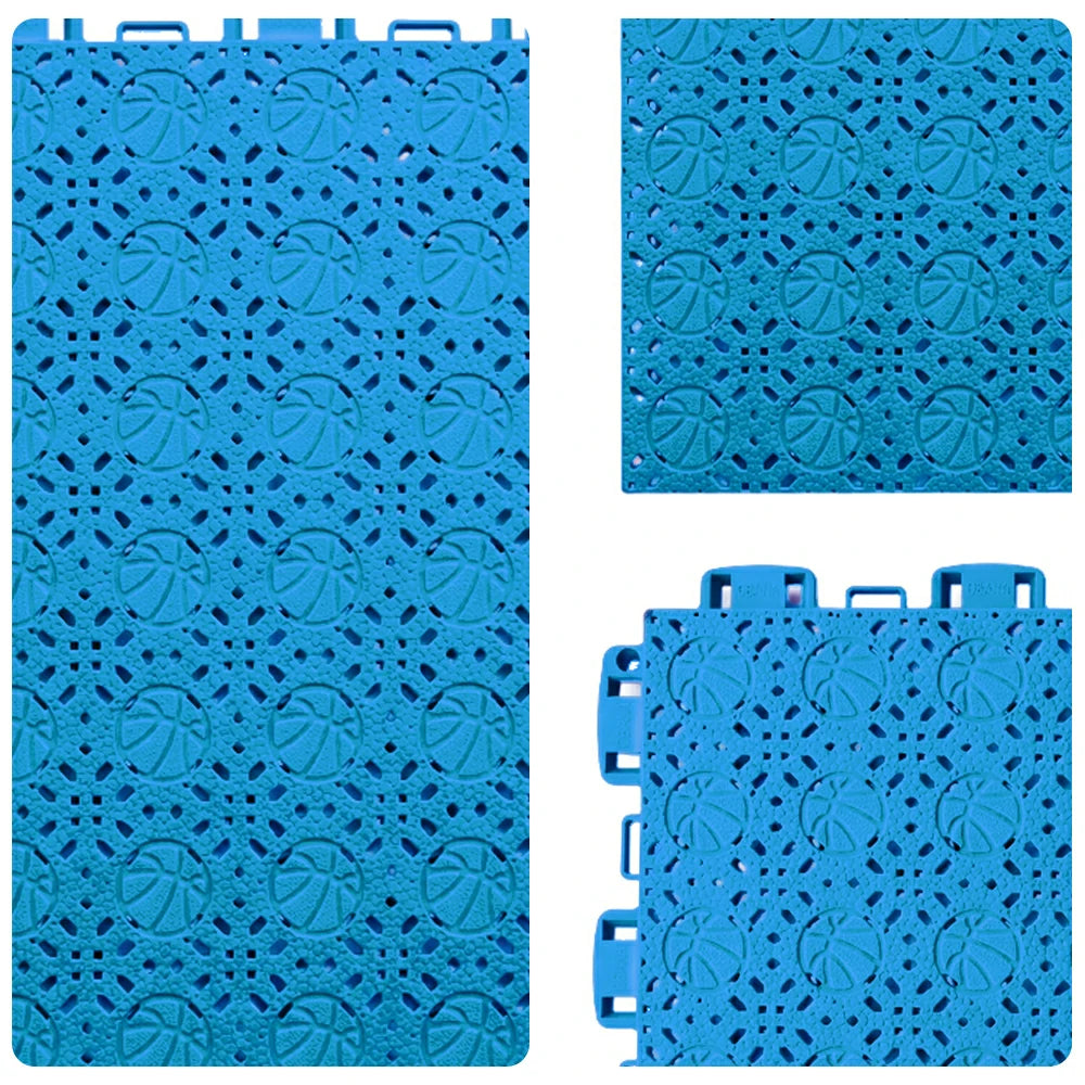 DUNK MASTER Interlocking Sports Floor Tiles - Anti-Slip Shock Absorbing Modular Court Flooring 10/20/30  Square Meters Basketball Court Outdoor Use - Blue