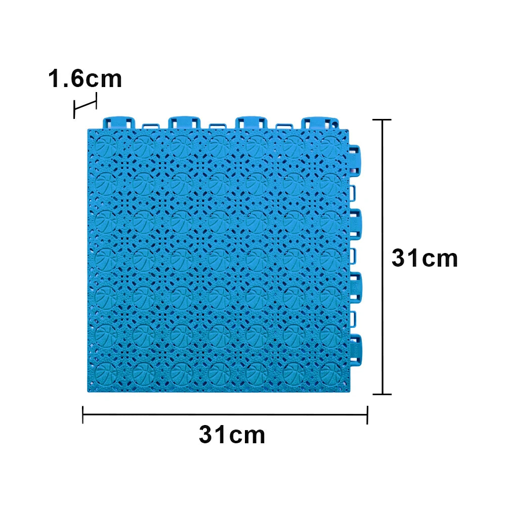 DUNK MASTER Interlocking Sports Floor Tiles - Anti-Slip Shock Absorbing Modular Court Flooring 10/20/30  Square Meters Basketball Court Outdoor Use - Blue
