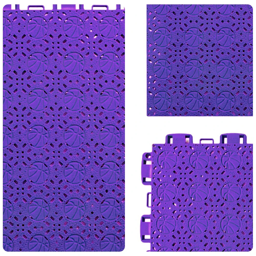 DUNK MASTER Interlocking Sports Floor Tiles - Anti-Slip Shock Absorbing Modular Court Flooring 10/20/30  Square Meters Basketball Court Outdoor Use - Purple