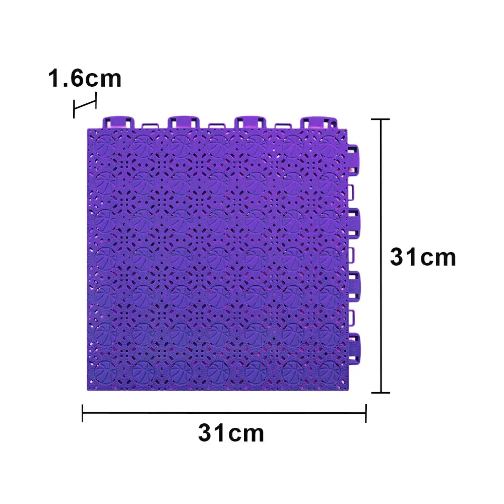 DUNK MASTER Interlocking Sports Floor Tiles - Anti-Slip Shock Absorbing Modular Court Flooring 10/20/30  Square Meters Basketball Court Outdoor Use - Purple