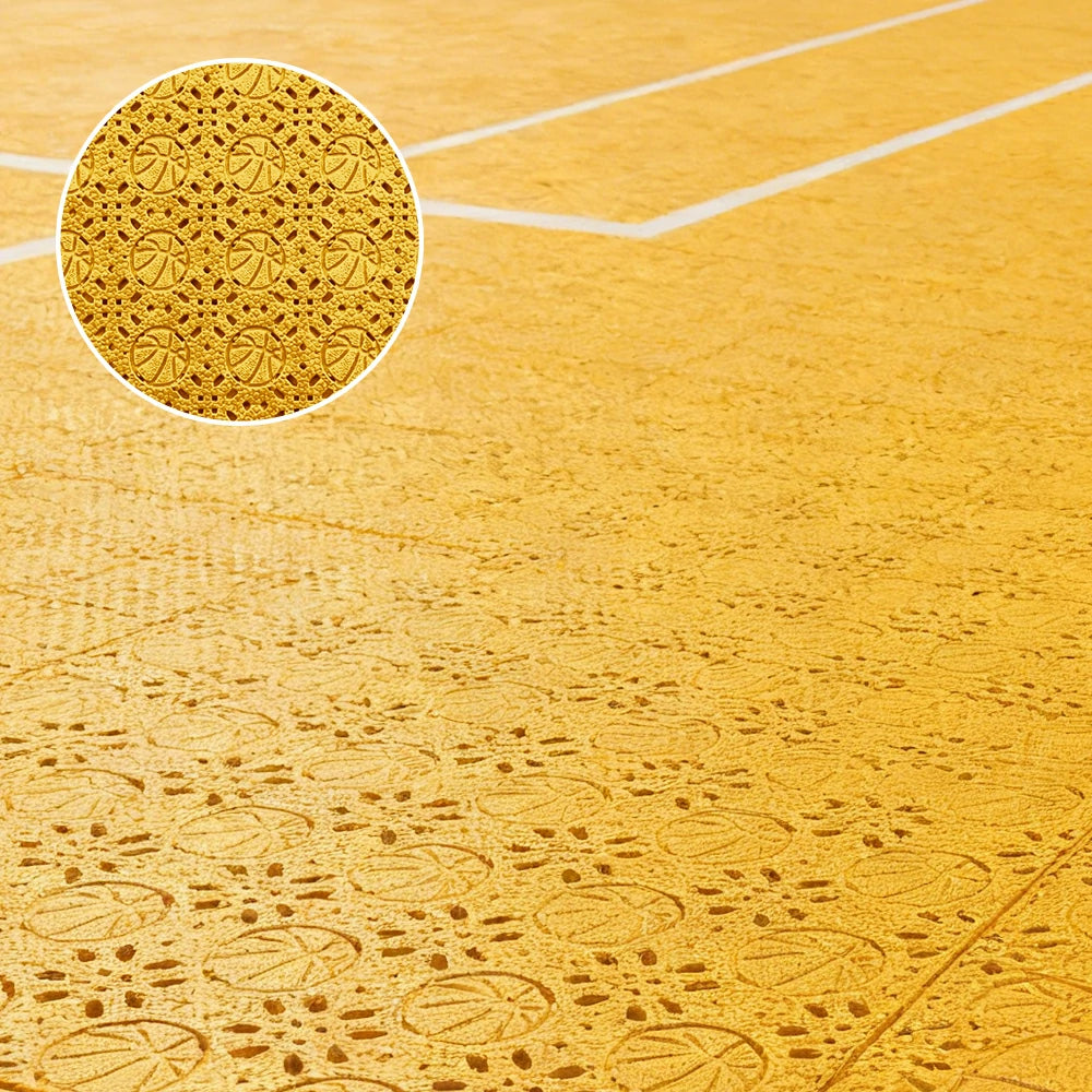 DUNK MASTER Interlocking Sports Floor Tiles - Anti-Slip Shock Absorbing Modular Court Flooring 10/20/30  Square Meters Basketball Court Outdoor Use - Yellow