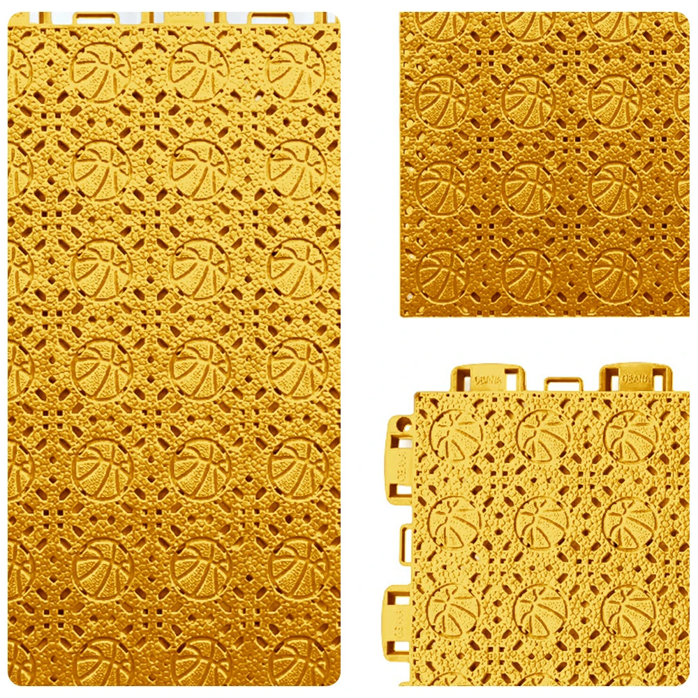 DUNK MASTER Interlocking Sports Floor Tiles - Anti-Slip Shock Absorbing Modular Court Flooring 10/20/30  Square Meters Basketball Court Outdoor Use - Yellow