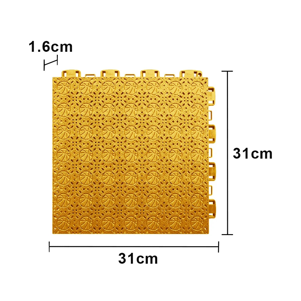 DUNK MASTER Interlocking Sports Floor Tiles - Anti-Slip Shock Absorbing Modular Court Flooring 10/20/30  Square Meters Basketball Court Outdoor Use - Yellow