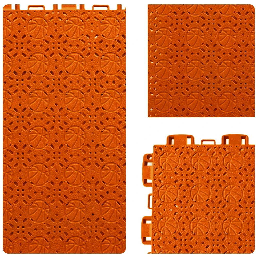 DUNK MASTER Interlocking Sports Floor Tiles - Anti-Slip Shock Absorbing Modular Court Flooring 10/20/30  Square Meters Basketball Court Outdoor Use - Orange