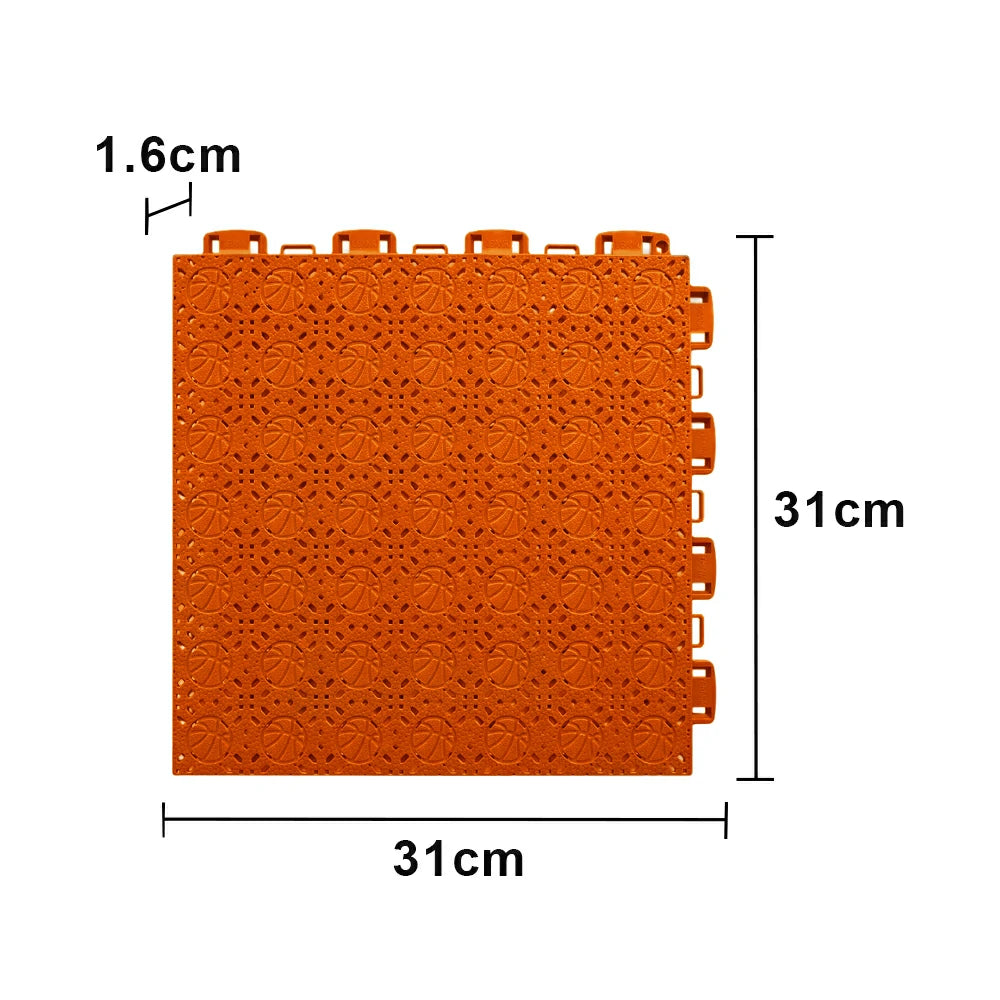 DUNK MASTER Interlocking Sports Floor Tiles - Anti-Slip Shock Absorbing Modular Court Flooring 10/20/30  Square Meters Basketball Court Outdoor Use - Orange