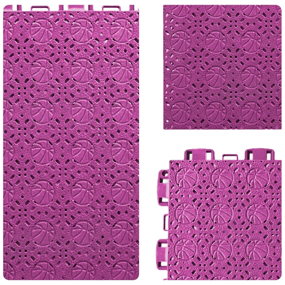 DUNK MASTER Interlocking Sports Floor Tiles - Anti-Slip Shock Absorbing Modular Court Flooring 10/20/30  Square Meters Basketball Court Outdoor Use - Pink