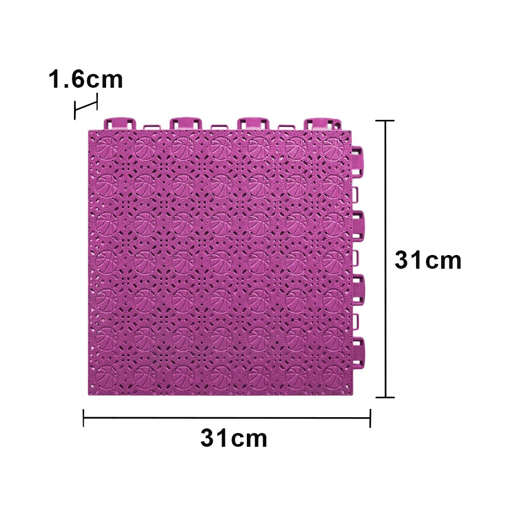 DUNK MASTER Interlocking Sports Floor Tiles - Anti-Slip Shock Absorbing Modular Court Flooring 10/20/30  Square Meters Basketball Court Outdoor Use - Pink